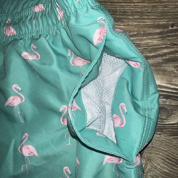 Mens Teal Swimming Trunks Quick-Dry Flamingo  Swim Shorts. Size Medium. 2 - Picture 5 of 7
